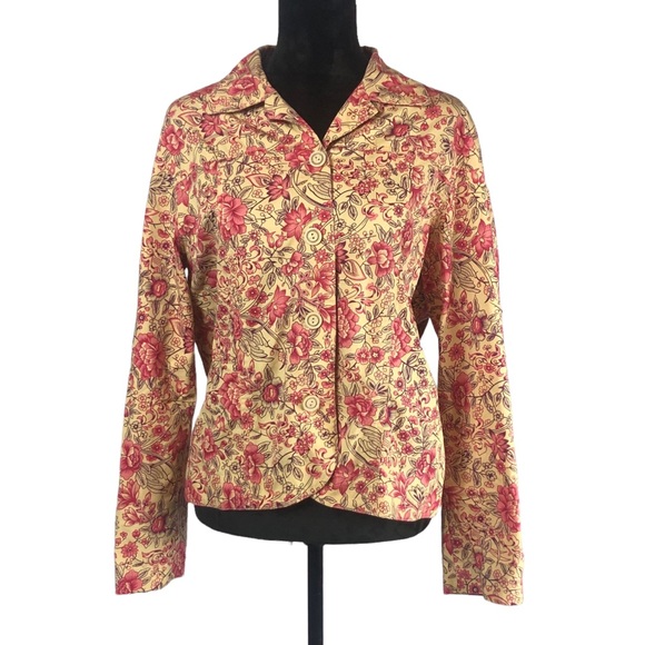 Coldwater Creek Tops - Coldwater Creek Yellow Floral Button Down Blouse size Large